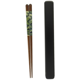 Ishida 651257 Wakasa Chopsticks Case, 8.7 inches (22 cm), Bento Chopsticks 8.3 inches (21 cm) Set, Wild Safari Combi, Green, Dishwasher and Dryer Safe