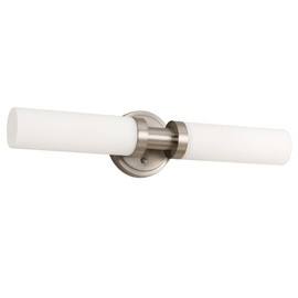 SANTOSTOCK Brushed Nickel Bathroom Light Fixtures, 2-Light Vanity Lights W/White Glass Shade, Modern Sconces Wall Lighting for Mirror Kitchen Bedroom Hallway Living Room, E26 T10 Bulbs(Excluded)