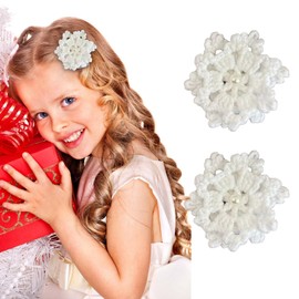 White Wool Snowflake Hair Clip Christmas White Snowflake Hair Clip Christmas Winter Hairpin for Women Wool Snowflake-Shaped Hair Accessories for Christmas Winter Party Hair Decoration