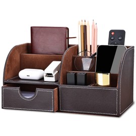 Kingfom™ 7 Desk Organiser, Storage Compartment, Multifunctional Functional, Faux Leather