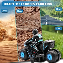 B-Qtech RC Motorcycle, 2.4G Kids Remote Control Motorcycle Children's Stunt Spinning Toy Car, 360°Rotating Motorcycle, Air Gesture Car Off-Road 2.4Ghz High Speed Rotation Drift