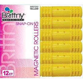 Brittny Snap-On Magnetic Rollers - Yellow 12 Count Medium (Pack of 4)