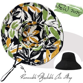 vidsel Womens Sun Hats Wide Brim Reversible Bucket Cotton Hat Packable Summer Travel Cap with Hat Clip,UV Protection