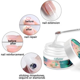 Lofuanna LED/UV Clear Gel Builder - 2PCS Self-Leveling Formula, Nail Art Brush & File, Strengthens Natural Nails, Salon-Quality at Home