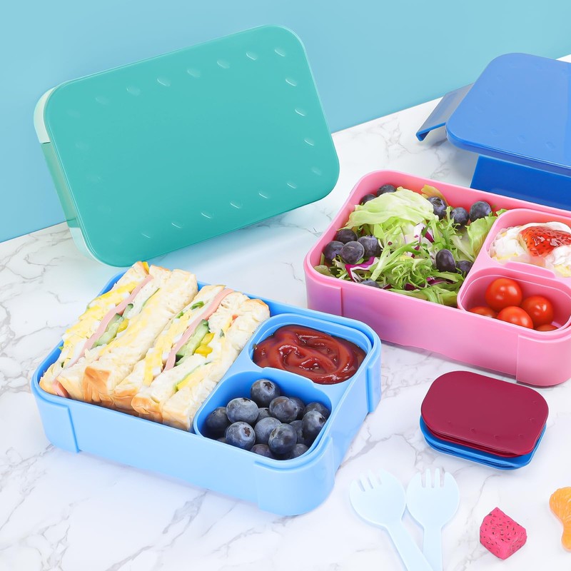 LEIKEEGO Lunch Box Kids,Leak-Proof Bento Lunch Box with Compartments for