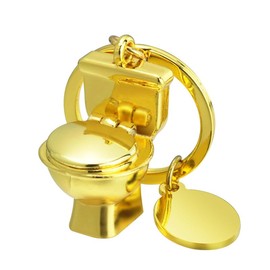 1Pc Gold Creative Mini Toilet Shape Metal Keychain Simulation Toilet Car Key Pendant Decor Personality Charms,Arts,Crafts,Beading and Jewelry Making Convenient to Carry