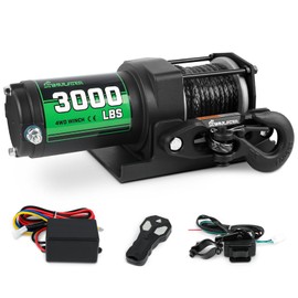 STIMULATER 3000lb ATV Winch with Synthetic Rope,Electric Winch 12V, with Wireless Remote Control and Manual Switch, with Hawse Fairlead,IP67 Waterproof,Suitable for Most Trailer, Boat and ATV Winch