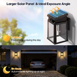 GOODEA 2 Pack Solar Wall Lights Outdoor Waterproof with Motion Sensor, Dusk to Dawn Solar Powered Porch Lights, LED Exterior Sconce for Front Door, Entryway, Garage, Yard