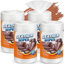 Swiffen 240 Count Large Leather Cleaner Conditioner Wipes Clean Protect Restore for Furniture, Car Seats, Shoes, Bags & More, Prevents Cracking & Fading, 8" x 5.5" Bulk Size