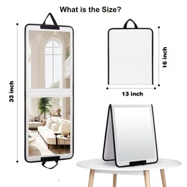 LPHUMEX Folding Door Mirror Full Length, 33x13 in White Hanging Shatterproof Foldable Full Body Mirror for Guest Room, RV