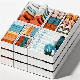 Toketa 18 Pcs Organizador de Ropa Interior, Varios Tamaos Organizador de Cajones,organizadors de Calcetines para Sujetadores, Calzones Ropa de Beb... 