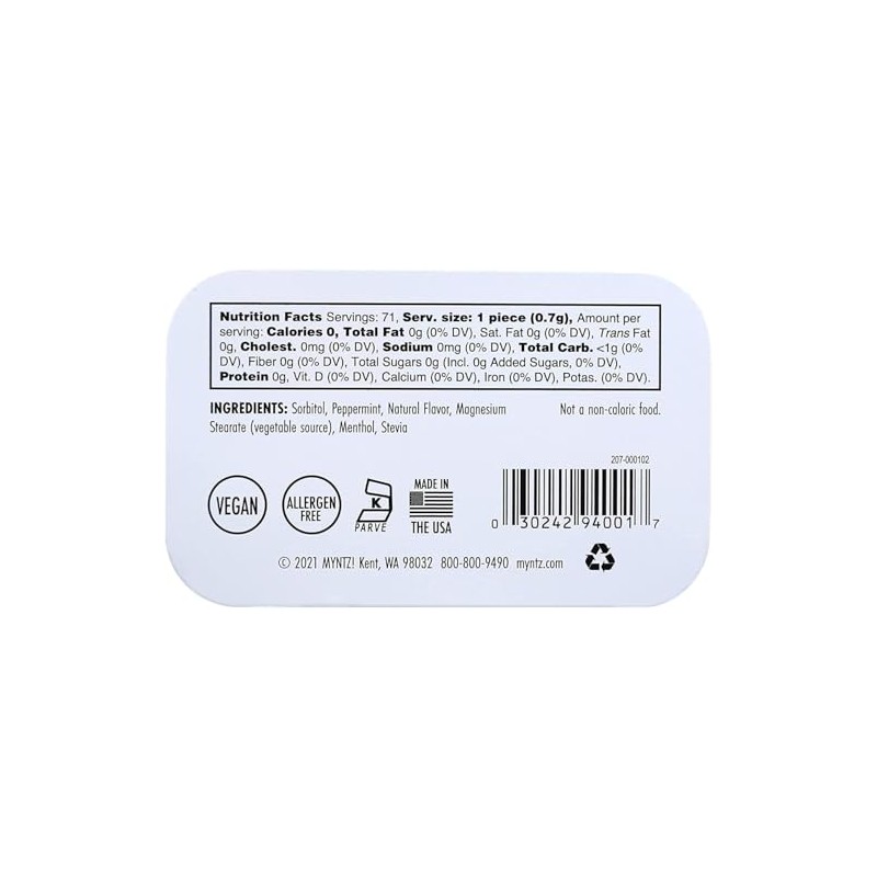 Myntz Sugar Free Mints in a Tin, Wintermint 4 Pack,