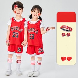Sports Headband and Wristband Set for Cheerleading & Students Chinese Red Base Double Wristband [Headband + Wristband] 15ea