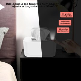 Calentador de Toallitas Húmedas,Calentador Toallitas Humedas con Luz de Noche,Calentamiento a Temperatura Constante y Silenciar, Calentador de Toallitas,Temperatura Ajustable,para Viajes y Familiares