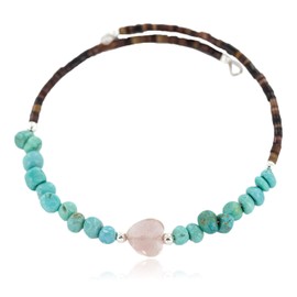 $80Tag Heart Certified Navajo Pink Quartz Native Adjustable Wrap Bracelet 13151-13 Made by Loma Siiva