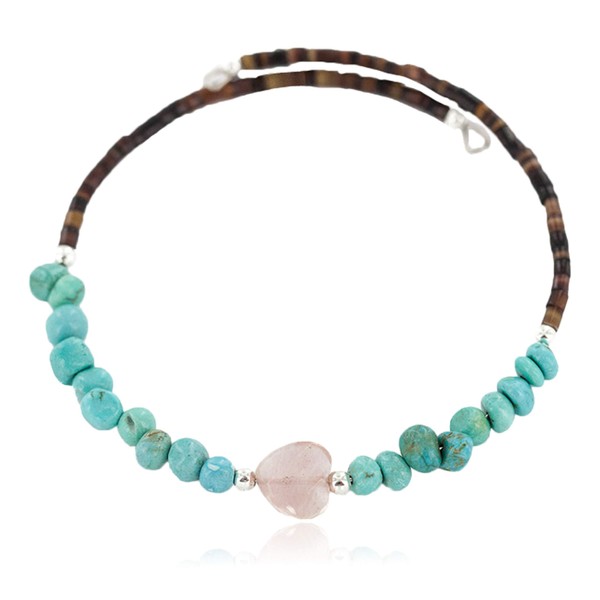 $80Tag Heart Certified Navajo Pink Quartz Native Adjustable Wrap Bracelet
