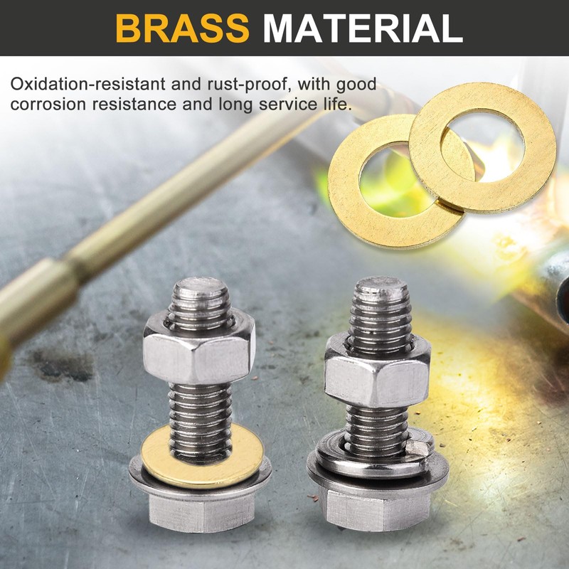 sourcing map M27 Flat Washer, 2 Pcs Brass Ring Flat