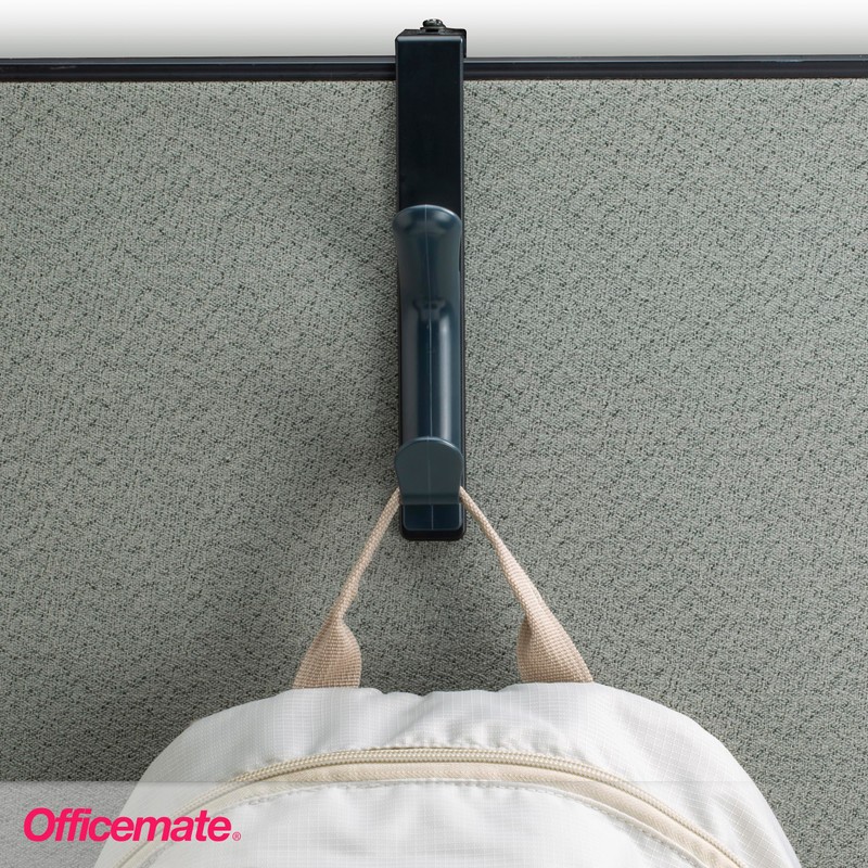 Officemate Double Coat Hooks for Cubicle Panels, Adjustable 1.25-3.5 Inch,