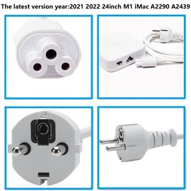 WESAPPINC Replacement Extension Cable 143W Power Adapter Cable EU Plug for Apple iMac 24inch M1 Power Supply Cord 2021 2022