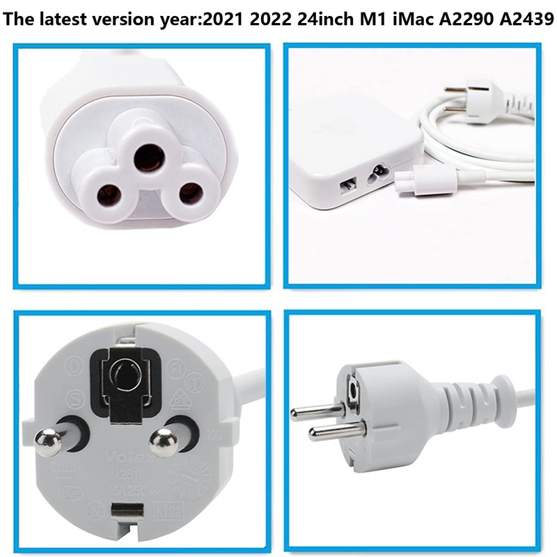 WESAPPINC Replacement Extension Cable 143W Power Adapter Cable EU Plug