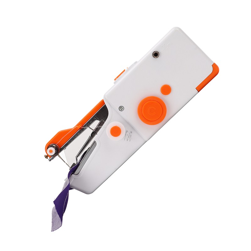 Handheld Sewing Machine Orange Portable Mini DIY Ergonomic Handle Electric