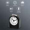 Sharp Small Battery Operated Analog Alarm Clock Silent No Ticking,
