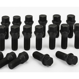 20 Pcs Lug Bolts Conical Bolt 12x1.25 Thread For Jeep Cherokee Renegade Alfa Romeo Fiat 24mm Shank Black Finish