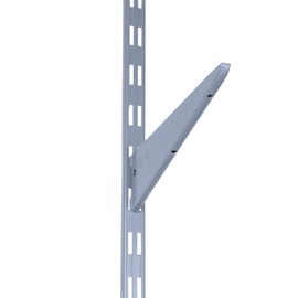 PRIOstahl 2 x wall rails for shelf brackets, 2-row, 1500 mm, silver wall bracket, shelf rails, shelf system, wall mounting, shelf support, grid, 50 mm, metal rails