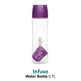 Aladdin Infuse Trinkflasche 0.7L Lila – Herausnehmbarer Einsatz - Doppelt Auslaufsicherer Deckel - Geruchs- und Fleckenfest - Wasserflasche BPA-Frei - Spülmaschinenfest
