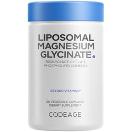 Codeage Suplemento de Glicinato de Magnesio Liposomal - Pastillas de Bisglicinato de Magnesio - Bioperine Pimienta Negra - Suministro Liposomal - Mine