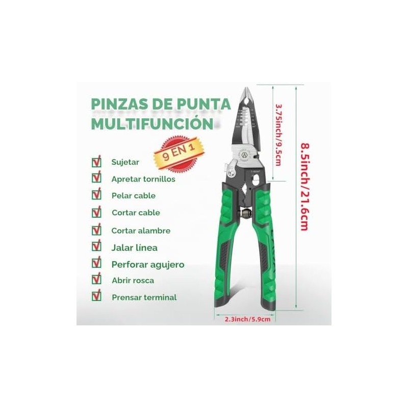 LAOA - Alicates de punta de aguja, alicates para electricista,