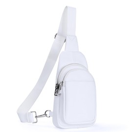 befen White Sling Bag Anti Theft Crossbody Bag Women Genuine Leather Phone Bag for Girls with Adjustable Wide Strap