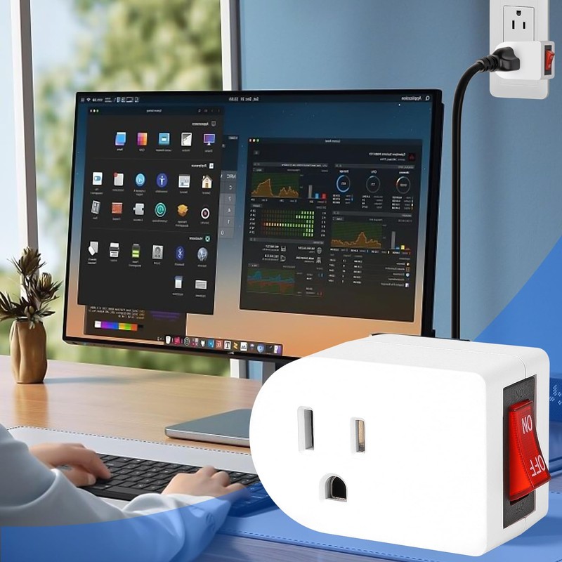VSEER Grounded Outlet with ON Off Switch, Wall Tap Adapter