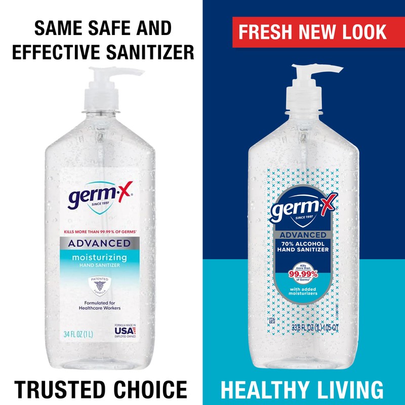 Germ-X Advanced Hand Sanitizer, 34 Fl Oz (1 Liter), Less