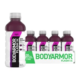 BODYARMOR Flash I.V. Electrolyte Beverage, Grape, 20 Fl Oz (Pack of 12)