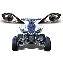 AMR Racing ATV Headlight Eye Graphics Decal Cover Compatible with Yamaha Raptor 700/250/350 - Bloodshot