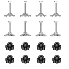 Vandrabase 8Pcs M8 x 60mm Stainless Steel L-Track Double Lug Threaded Stud Fittings with Thumb Nut, Heavy-Duty with 4,500 lbs Breaking Load for Truck Bed, Trailer, Motorcycle & Cargo Control Rails