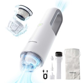 xpootoon Car Vacuum Portable Cordless, Dust Busters Cordless Rechargeable with LED Light, 4 in 1 Lightweight Hand Held Mini Car Vacuum Cleaner for Home, Pet Hair, Car, Office, Corners, White