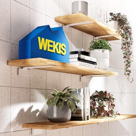 WEKIS Floating Shelf Brackets 10 Inch Heavy Duty Hidden Invisible L Shelves Brackets, Cast Iron 1/5 Inch Metal Industrial White Shelf Bracket Hardware Supports, 6 Pack Brackets for Shelves