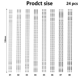 Pack of 24 Fretsaw Blades 130 mm Spiral Fretsaw Blades, Scroll Saw Blades No. 1/2/3/4/5/6/7/8, Carbon Steel Fretsaw Leaf Scrub Saw Blades for Wood Plastic Metal