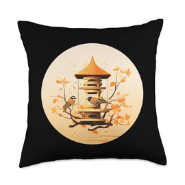 Funny Bird Feeder Funny Winter Home for Birds Costume Throw Pillow, 18x18, Multicolor