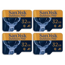 SanDisk 32GB 4-Pack Outdoors FHD microSDHC UHS-I Memory Card with SD Adapter (4x32GB) - Up to 100MB/s, Full HD, C10, A1, Trail Camera Micro SD Card - SDSQUNR-032G-GN4VV
