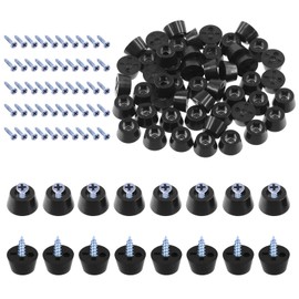 Rustark Pack of 50 Black Rubber Bumpers Feet Cutting Board Round Feet Screw-on Type with Matching Strong M3 x 16 Screws Non Slip Furniture Bumper Feet for Cutting Board Cabinet Tables Chair (12 x 8 x