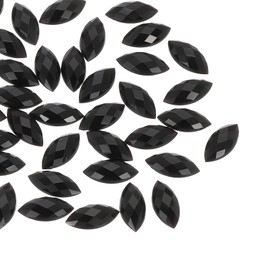 PATIKIL Marquise Gems, 40 Pcs 15x7mm Acrylic Rhinestones Flat Back Navette Horse Eye Crystal Gems for Jewelry Making DIY Craft, Black