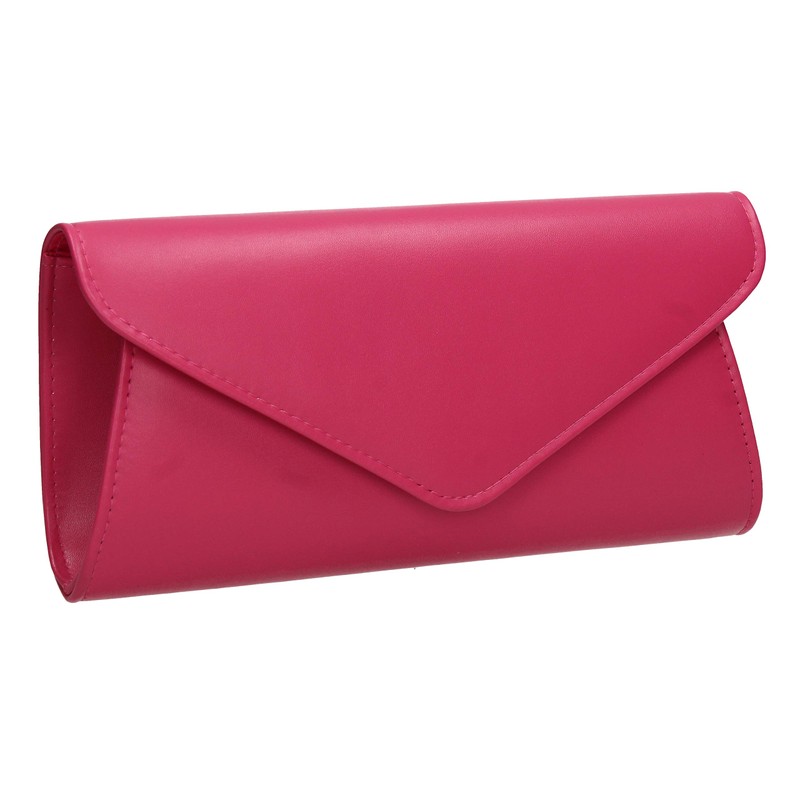 SwankySwans Lora Faux Leather Clutch Bag, fuchsia