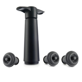 VACUVIN Wine Storage Equipment V-15 Black & V-5 Set (Includes 3 Stoppers)