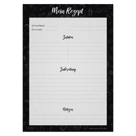 PRICARO Doodles Black Recipe Pad A4 25 Sheets (Pack of 3)