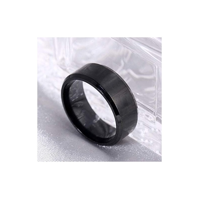 Simple Stainless Steel Ring for Men Women Black 8mm