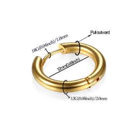 316L Surgical Stainless Steel Huggie Hoop Earrings 12mm Gold Hypoallergenic Earrings Hoop Cartilage Helix Lobes Hinged Sleeper Earrings For Men Women(E01:12mm Gold(THK 2.0mm))
