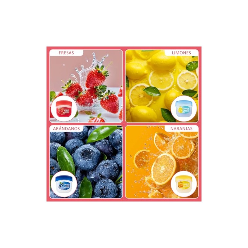 Set de 8 bálsamos labiales con sabor a frutas, Set